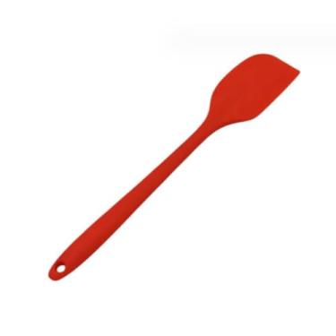 Imagem de Espátula de silicone para cozinhar resistente ao calor, pequena espátula de cozinha de 21 cm de silicone, espátula de borracha flexível para assar (vermelha)