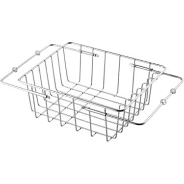 Imagem de Suporte de pia telescópico de aço inoxidável para pia de cozinha rack de pratos retrátil escorredor de pratos de secagem uso diário (cor: prata tamanho: pequeno)