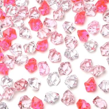 Imagem de YATOJUZI 165 peças de cubos de gelo falsos pedras de acrílico rosa pedras multicoloridas enchimento de vaso pedras falsas diamantes de plástico cristais para mesa de centro de mesa de casamento DIY