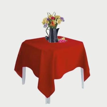Imagem de Kit com 10 Toalhas de Mesa Quadrada Oxford 1.50x1.50m - 4 Cadeiras, Ideal para Festa, Buffet e Restaurante, Resistente e Prática (VERMELHO)