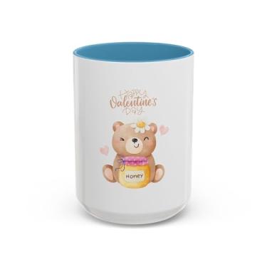 Imagem de Caneca de urso feliz dia dos namorados – copo de café com detalhe de pote de mel fofo