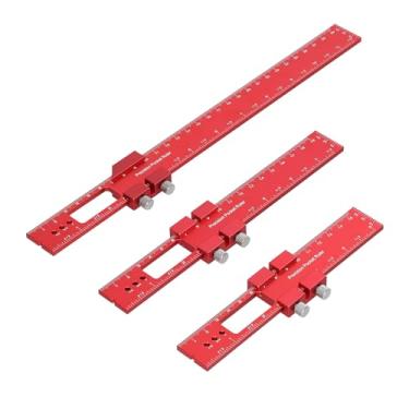 Imagem de Régua de Medição Liga Alumínio Escrivão para Carpintaria Calibre Escrita Útil com Escalas Imperiais e Métricas Ferramenta Multifuncional Layout Engenheiros Carpinteiros Posicionamento Desenho Linhas
