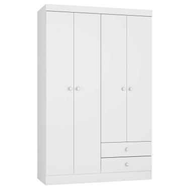 Imagem de Guarda Roupa Roupeiro Infantil Quarto de Bebê Louise 04 Portas Branco - Desk Design