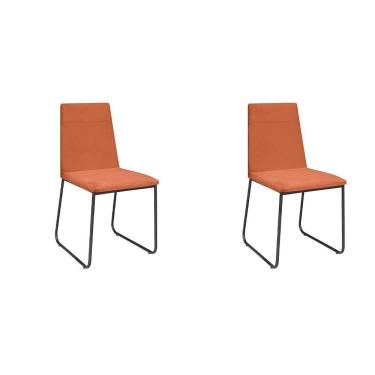 Imagem de Kit 2 Cadeiras De Jantar Cozinha Industrial Lexa Veludo Élpis Móveis Terracota Preta