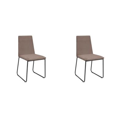 Imagem de Kit 2 Cadeiras De Jantar Cozinha Industrial Lexa Veludo Élpis Móveis Preta Capuccino