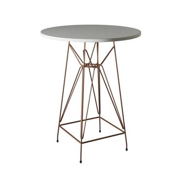 Imagem de Mesa Bistrô Alta 60Cm Branca Base Ferro Cobre Cor: Branco