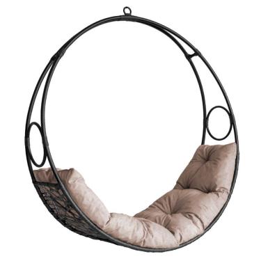 Imagem de Cadeira De Balanço Lua Suspensa Em Fibra Sintética Preto/areia