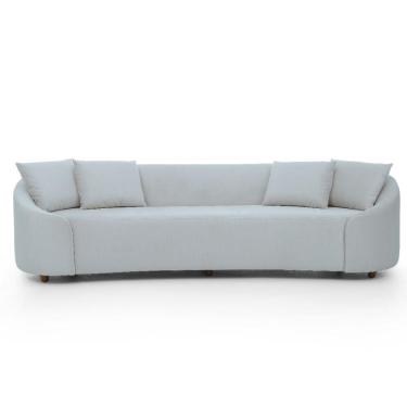 Imagem de Sofá Living Orbed Com 2,20 E 4 Almofadas Decorativas Veludo Cinza Inox