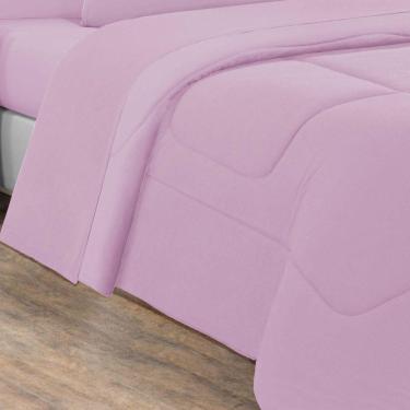Imagem de Kit Edredom + Jogo De Lençol Malha 100% Algodão Gran Moratta 7 Peças Queen - Rosa Bebê-rosa Bebê