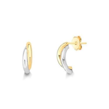 Imagem de Brinco Meia argola de Ouro linhas - Safira, Único