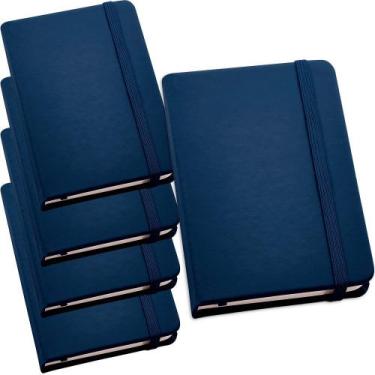 Imagem de Kit 5x Caderneta de Anotações 9x14cm 80 Fls Sem Pauta Azul - TopGet