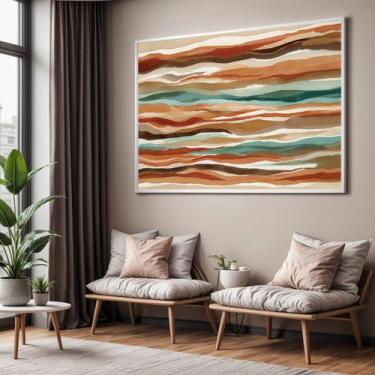 Imagem de Quadros Decorativos com Moldura Aquarela Tons Terrosos para Sala Quart