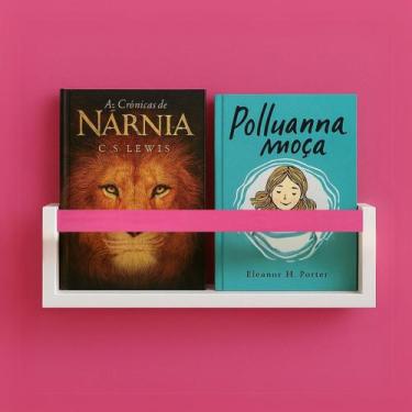 Imagem de Prateleira Estante Branca De Ripa Rosa 40Cm - Arte Cedro Decoração