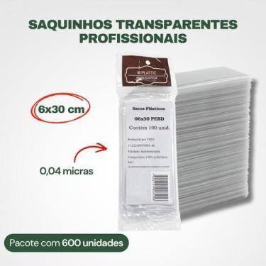 Imagem de Saco Transparente Pebd Saquinho 6X30Cm 600 Unid Chup Sacolé - M Plasti