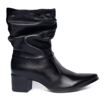 Imagem de Bota Feminina Pegada Cano Médio Franzido Preto, Preto, 38