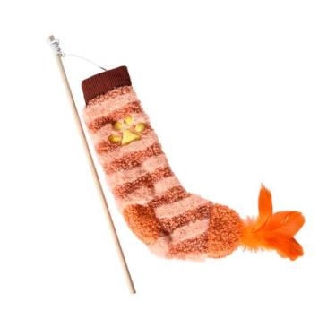 Imagem de Brinquedo Interativo para Gatos Cat Plush Wand Sock and Feather Blue 3