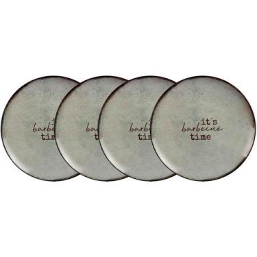 Imagem de Kit 4 Pratos Rasos Tramontina Churrasco Rustic em Porcelana 28cm Mesa 