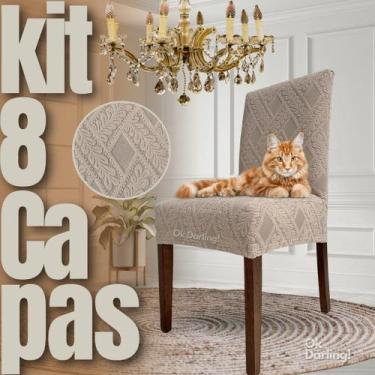 Imagem de Kit 8 Capas de Cadeira Linha Gold Anti Gato Indiana - Greige - OK Darl