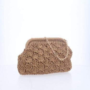 Imagem de Bolsa Festa Feminina de Crochê em Ráfia - BAUARTE, Caramelo