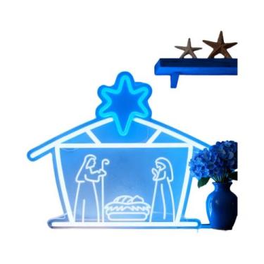 Imagem de Letreiro De Neon LED Cenário De Natividade Estrela De Belém Arte Relig