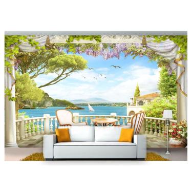 Imagem de Papel De Parede Paisagem Digital Jardim Mar 3D Dah28