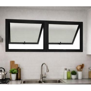 Imagem de Vitro Maxim Ar 2 Seções Alumínio Preto 60x200 Linha 25 Brecorimo