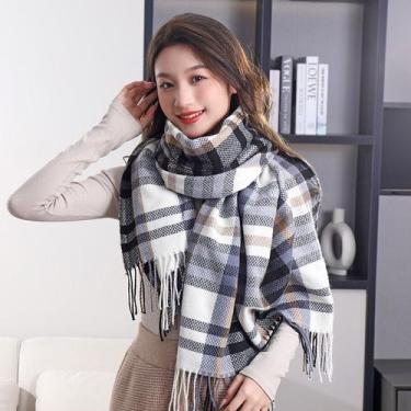 Imagem de Cachecol Lã Manta Unissex Grosso Inverno cores clássicas - Sem marca, 