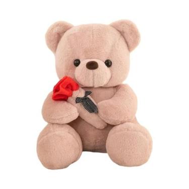Imagem de Urso De Pelúcia Romântico Kawaii Com Rosas, Brinquedo Macio Para Menin
