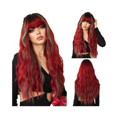 Imagem de Peruca Sintética Longa Ondulada Roxa Para Mulheres, Alta Densidade, On