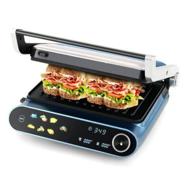 Imagem de Happygrill 3 em 1 Panini Press Grill Elétrico Sanduicheira, 1200W Placa Dupla Antiaderente, Display LED, Controle de Temperatura