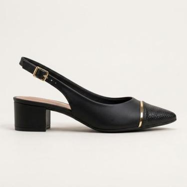 Imagem de Scarpin Slingback Beira Rio Salto Baixo Preto, Preto, 36