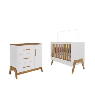 Imagem de Quarto de Bebê Retrô Guti Peroba com Berço e Cômoda MDF - - Moveis Per