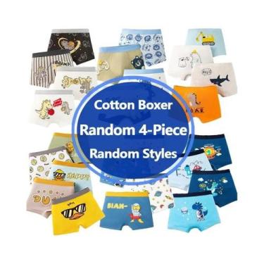 Imagem de Cuecas Boxer Infantis De Algodão Elástico Com Estampa De Astronauta E 