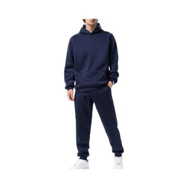 Imagem de Conjunto De Moletom Masculino 2025 Outono Inverno Em Cor Sólida, Calça