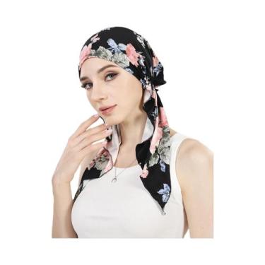 Imagem de Hijab Turbante Feminino Muçulmano Com Estampa, Elástico, Cauda Longa, 