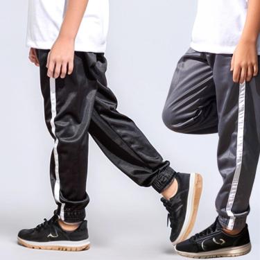 Imagem de Kit 2 Calça Jogger Infantil Helanca Flanelada Elástico na barra Escola Uniforme-Masculino