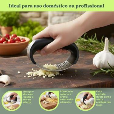 Imagem de Espremedor De Alho Manual Em Aço Inox Com Cabo Ergonômico - Amassador 