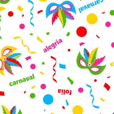 Imagem de TNT Toalha De Mesa 1,40x2 Carnaval Folia Neon Branco Mewi