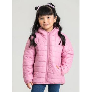 Imagem de Jaqueta Puffer Inverno Menina Rosa Com Capuz - Molekada, 2
