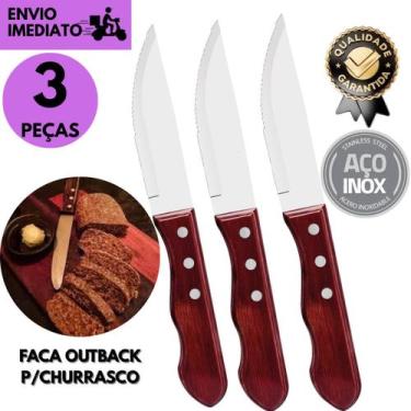 Imagem de Faca Jumbo 5" Polegadas Cabo de Madeira Tipo Outback Inox para Churras