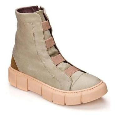 Imagem de Bota Coturno  Couro Cano Médio Frontal-Feminino