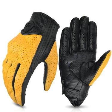 Imagem de Luvas De Couro Retrô Para Motocicleta, Proteção Completa Para Motocros