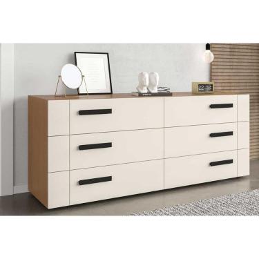 Imagem de Cômoda Casal Lisboa c/ 6 Gavetas Freijo/Creme - Politorno