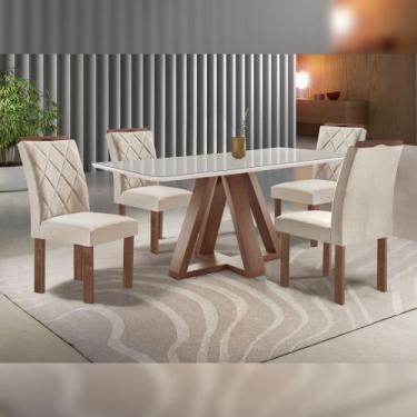 Imagem de Mesa de Jantar 120x90cm com 4 Cadeiras Arthus e Tampo de Vidro Kyra em