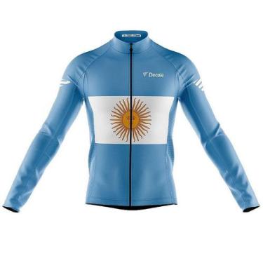 Imagem de Camisa Ciclismo Copa Argentina Manga Longa Decole Uv Bike -, Azul, P