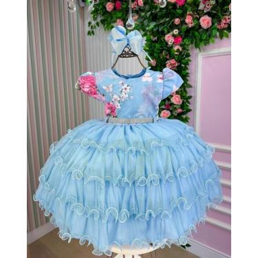 Imagem de Vestido Menina Bonita Jardim Encantado Azul Bebe Natalia, 3