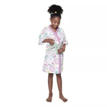 Imagem de Roupão  Felpudo Infantil Quimono Estampado Barbie G Lepper