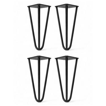 Imagem de Kit 04 Pés Hairpin Legs Aramado de Aço Triplo Abmaza para Móveis e Estofados 15cm