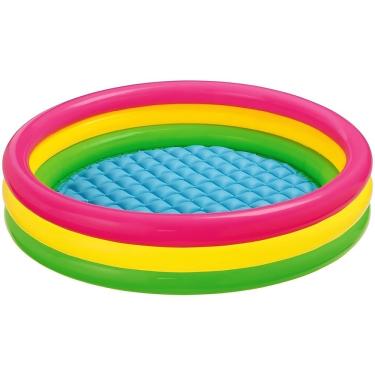 Imagem de Piscina Inflável Infantil Pôr do Sol 57412 114x25CM PVC 3 Anéis Fundo Inflável 131L Intex