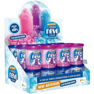 Imagem de Slime Neve Artificial Color 8g Expande com Água Violeta Rosa e Azul Display 24un Doce Brinquedo